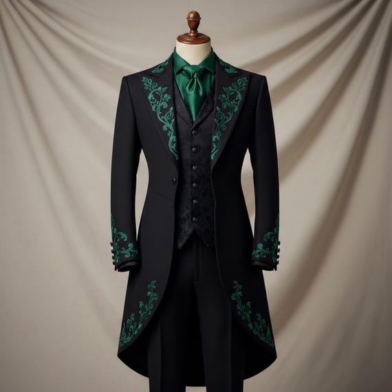 Emerald Aristocrat Coat Men Gothic Wedding Coat Victorian Formal Jacket Prince Outfit