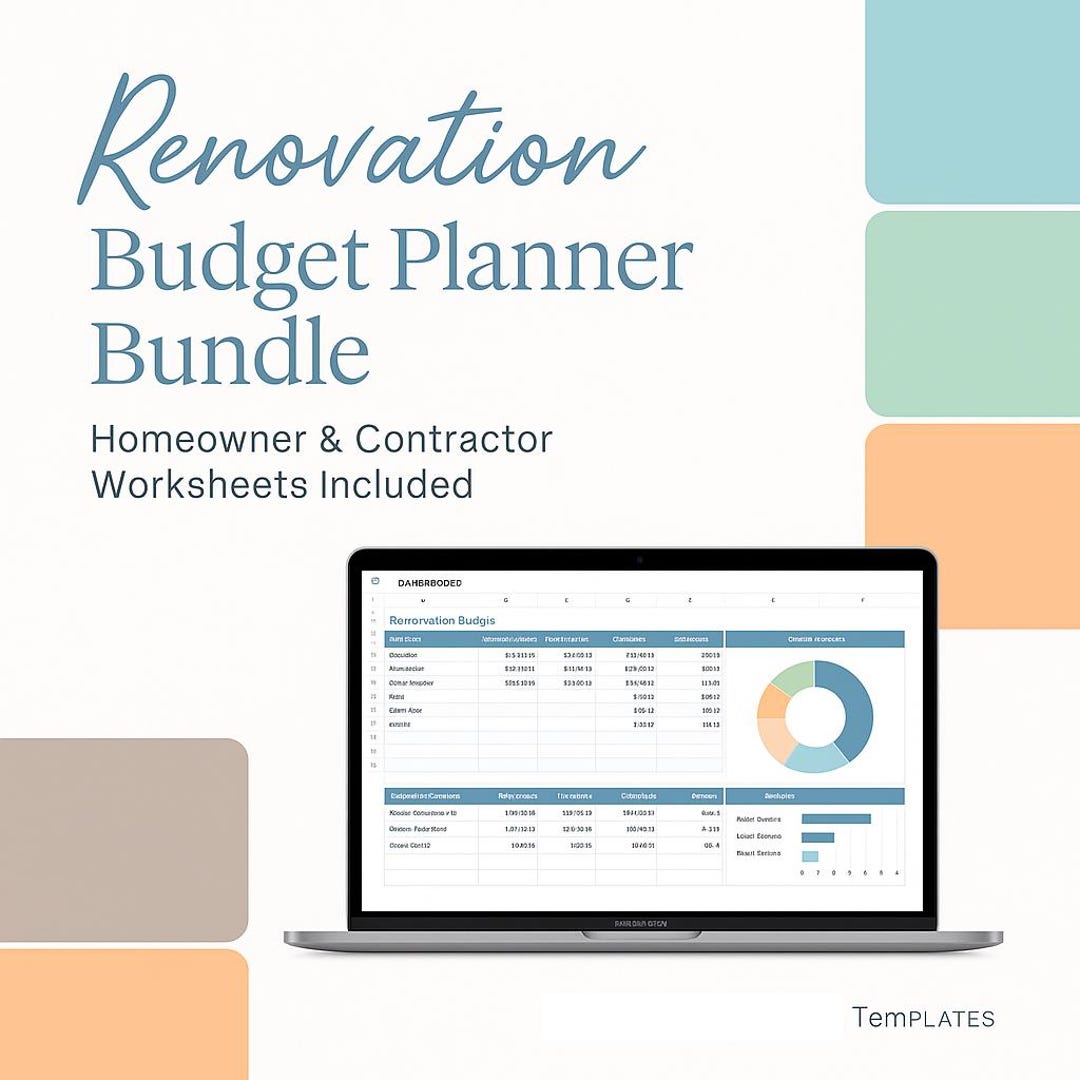 Renovation Budget Planner Bundle | Home Remodel Budget Spreadsheet ...