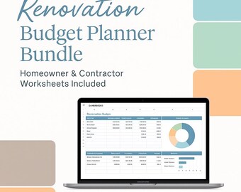 Renovations Planer Bundle | Home Remodel Budget Tabelle | Arbeitsblätter für Bauunternehmer | -Renovationsplaner | Kostenplaner
