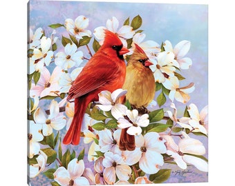 Cardinal Pair & Dogwoods by Greg Giordano