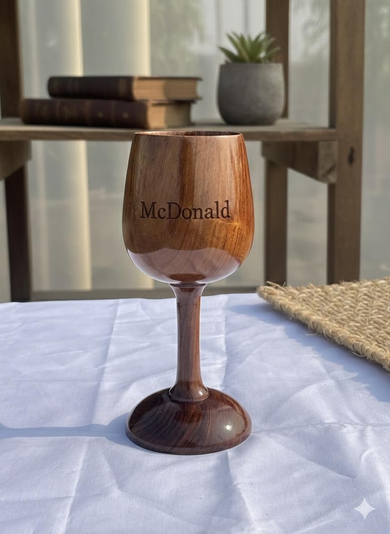 Personalized Wooden Goblet – Custom Engraved Initials Cup, Rustic ...