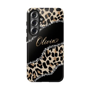 Personalized Leopard Phone Case, Custom Name 3D Effect Case, Luxury Animal Print Tough Case for iPhone & Samsung, Gift for Her image 12