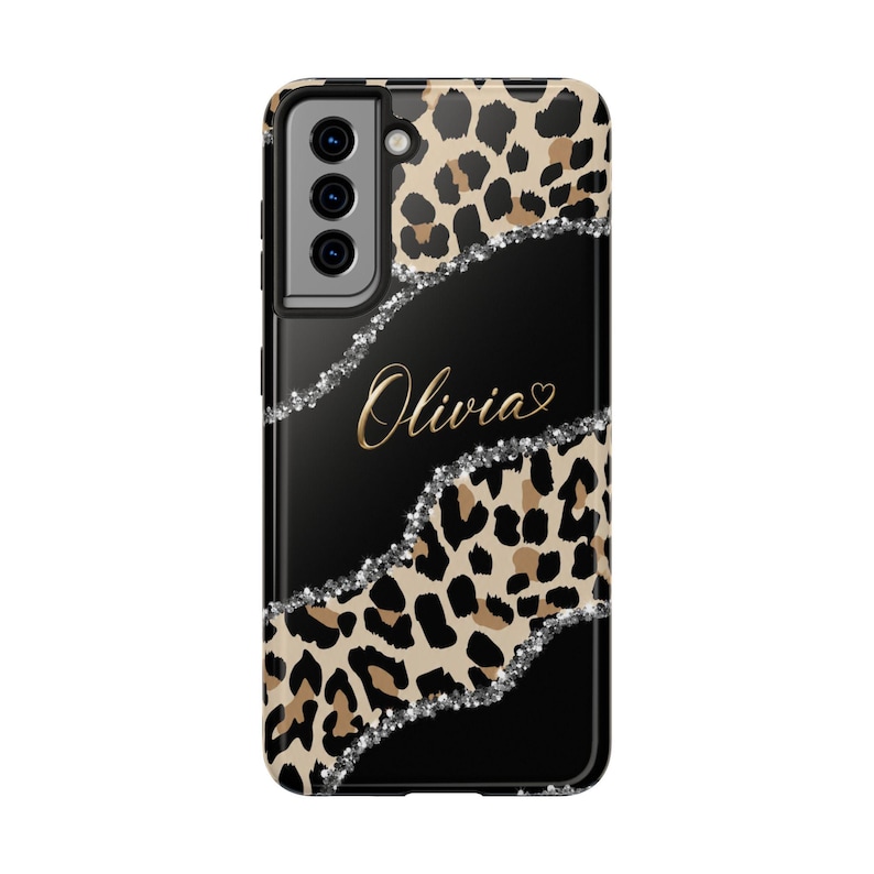 Personalized Leopard Phone Case, Custom Name 3D Effect Case, Luxury Animal Print Tough Case for iPhone & Samsung, Gift for Her image 7