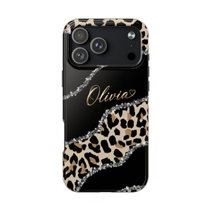 Personalized Leopard Phone Case, Custom Name 3D Effect Case, Luxury Animal Print Tough Case for iPhone & Samsung, Gift for Her image 9