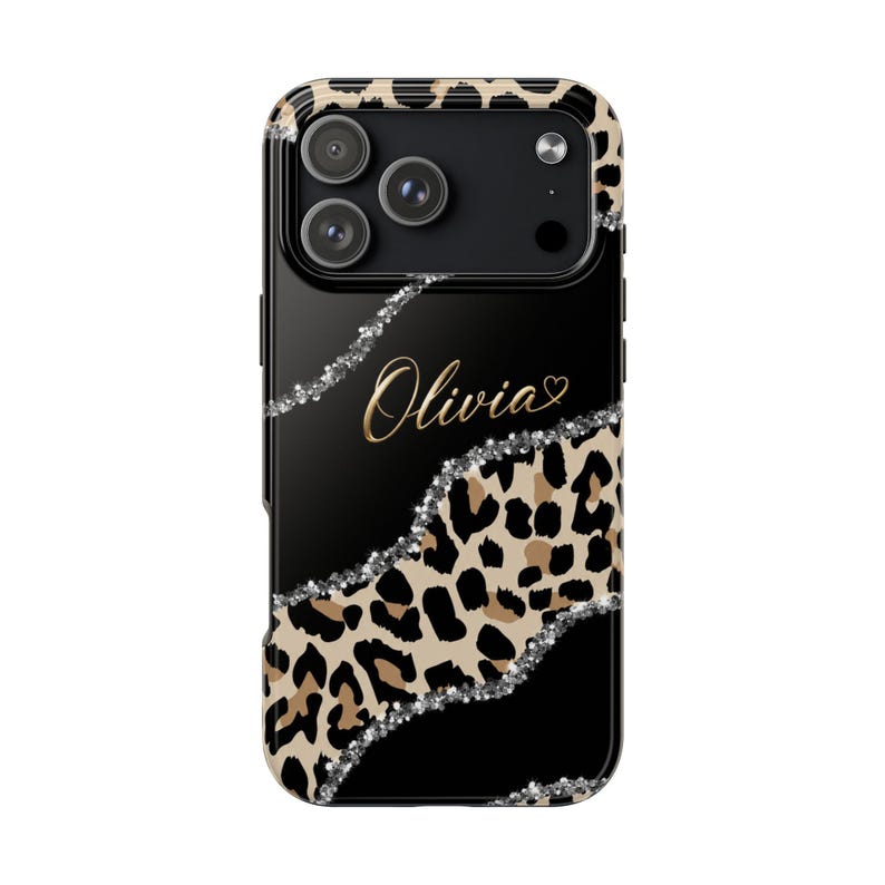 Personalized Leopard Phone Case, Custom Name 3D Effect Case, Luxury Animal Print Tough Case for iPhone & Samsung, Gift for Her image 9
