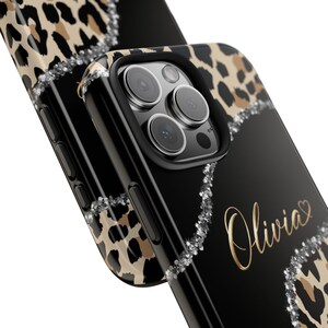 Personalized Leopard Phone Case, Custom Name 3D Effect Case, Luxury Animal Print Tough Case for iPhone & Samsung, Gift for Her image 8