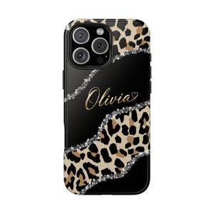 Personalized Leopard Phone Case, Custom Name 3D Effect Case, Luxury Animal Print Tough Case for iPhone & Samsung, Gift for Her image 11