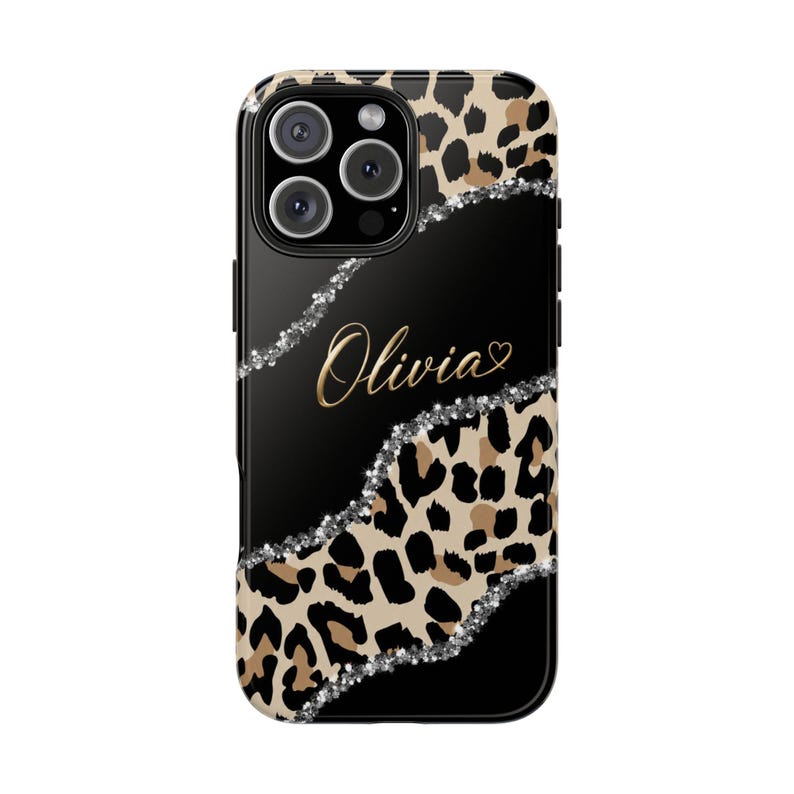 Personalized Leopard Phone Case, Custom Name 3D Effect Case, Luxury Animal Print Tough Case for iPhone & Samsung, Gift for Her image 11