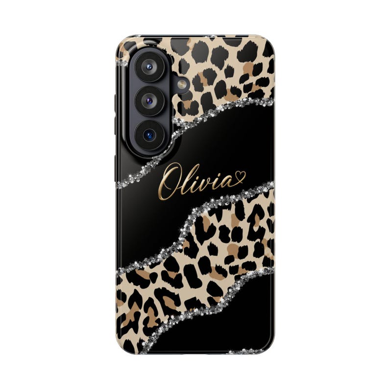 Personalized Leopard Phone Case, Custom Name 3D Effect Case, Luxury Animal Print Tough Case for iPhone & Samsung, Gift for Her image 10