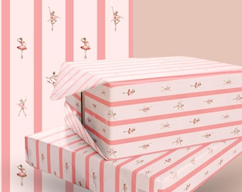 Pastell Rosa gestreiftes Ballerina Geschenkpapier
