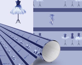 Dunkelblaues Ballerina Geschenkpapier
