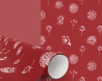 Rote Rosen Blumen Geschenkpapier - elegante romantische Geschenkverpackung