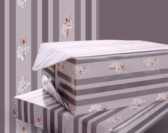Lavendel Streifen Ballerina Geschenkpapier