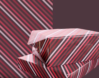 Rot und Rosa Streifen-Geschenk-Verpackung | Modernes Valentinspapier
