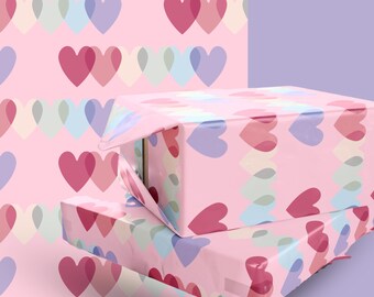 Pastell Herz Muster Geschenkpapier | Valentine-Kollektion