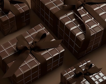 Dunkle Schokoladentafel Muster Geschenkpapier / Schokolade Textur Papier / Candy Bar Muster / Einzigartiges Geschenkpapier / Ungewöhnliches Geschenkpapier