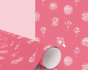 Rosa Rosen Blumen Geschenkpapier - elegante romantische Geschenkverpackung