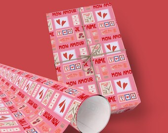 Mon Amour Geschenkpapier für französische Briefmarken