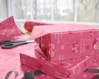 Puzzle Herz Muster Geschenkpapiere | Sie vervollständigen mich Valentinstag Geschenkpapier