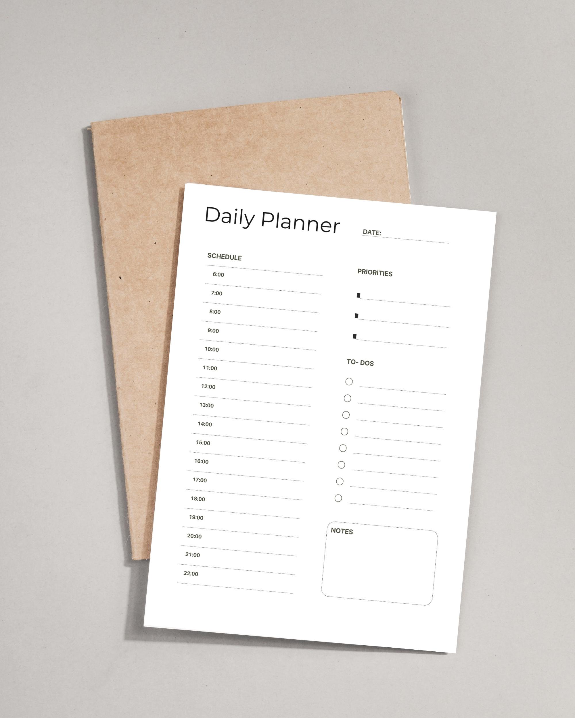 Minimalist Daily Planner Printable | Daily Schedule & To-dos | Undated ...