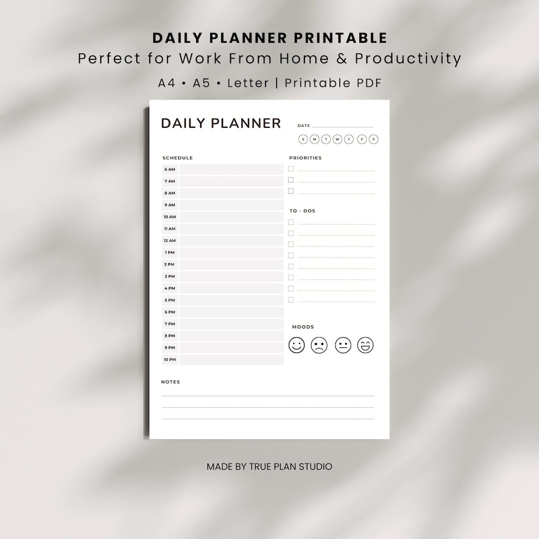 Minimalist Daily Planner Printable | Hourly Planner With Priorities ...
