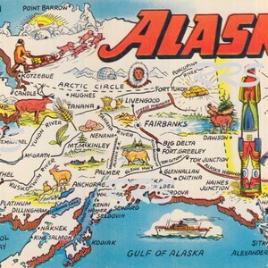 Vieil Alaska | Salutations de | Grande lettre | Carte postale vintage en téléchargement numérique imprimable