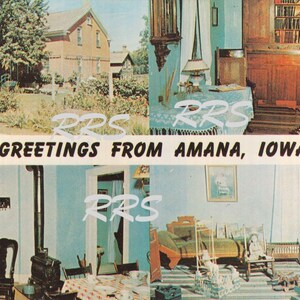 Antigua Amana Iowa / Saludos desde / Carta grande / Postal vintage Descarga digital imprimible instantánea