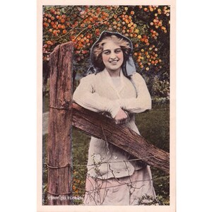 Instant Download Printable Art, Woman in White, Old Florida Vintage Digital Postcard, Early 1900's, Instant Printable, WWI Era