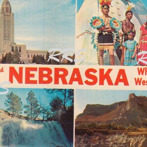 Viejo Nebraska / Saludos desde / Carta grande / Postal vintage Descarga digital imprimible instantánea