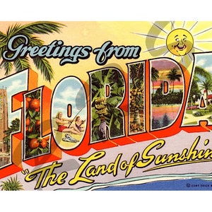 Alte Florida | Grüße Von | Großbuchstabe | Vintage Postkarte Sofortiger druckbarer digitaler Download