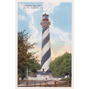 Carte postale numérique vintage Daytona Anastasia Light House Old Florida début des années 1900, époque Première Guerre mondiale, téléchargement immédiat, oeuvre d'art imprimable