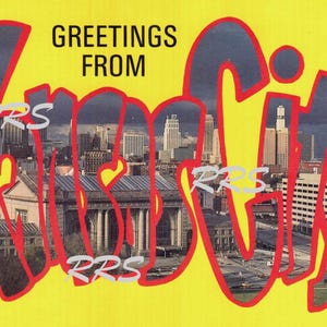 Vieux Kansas City, Missouri | Salutations de | Grande lettre | Carte postale vintage en téléchargement numérique imprimable