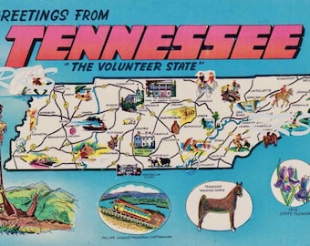 Vintage Tennessee Map Postcard | Greetings From Series (Digital Download)