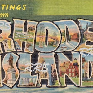 Alter Rhode Island | Grüße Von | Großbuchstabe | Vintage Postkarte Sofortiger druckbarer digitaler Download