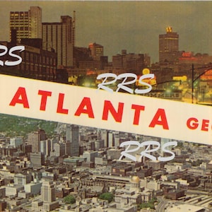 Alt Atlanta Georgia | Grüße Von | Großbuchstabe | Vintage Postkarte Sofortiger druckbarer digitaler Download