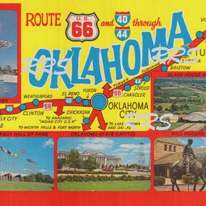 Old Oklahoma RT-66 | Grüße Von | Großbuchstabe | Vintage Postkarte Sofortiger druckbarer digitaler Download