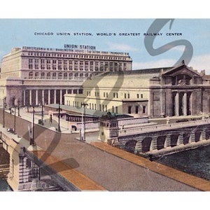 Chicago Union Depot / Download immediato, Arte stampabile, Illinois, Milwaukee Road, Stazione ferroviaria, Storia delle ferrovie, Cartolina d'epoca storica