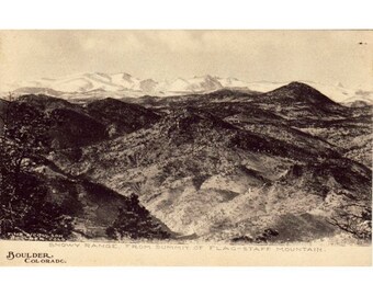 Instant Download Printable Art, Boulder, Colorado, Flagstaff, Mountains, Vintage Postcard, Historical Card, Print