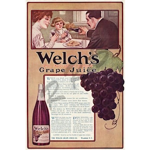 Instant Download Printable Art, Welches Grape Juice, Welch&#39;s, Family, WWI Ad, 1918, Color Vintage Ad, Wall Art Decor, Digital Download