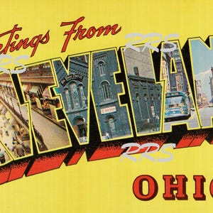 Old Cleveland Ohio | Saudações de | Carta grande | Cartão postal vintage para impressão instantânea Download digital