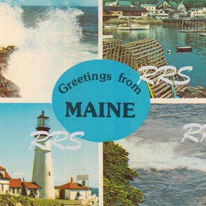 Old Maine | Saudações de | Carta grande | Cartão postal vintage para impressão instantânea Download digital