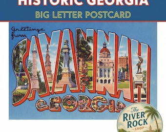 Savannah Georgia Vintage Postcard Art Print (Digital Download)
