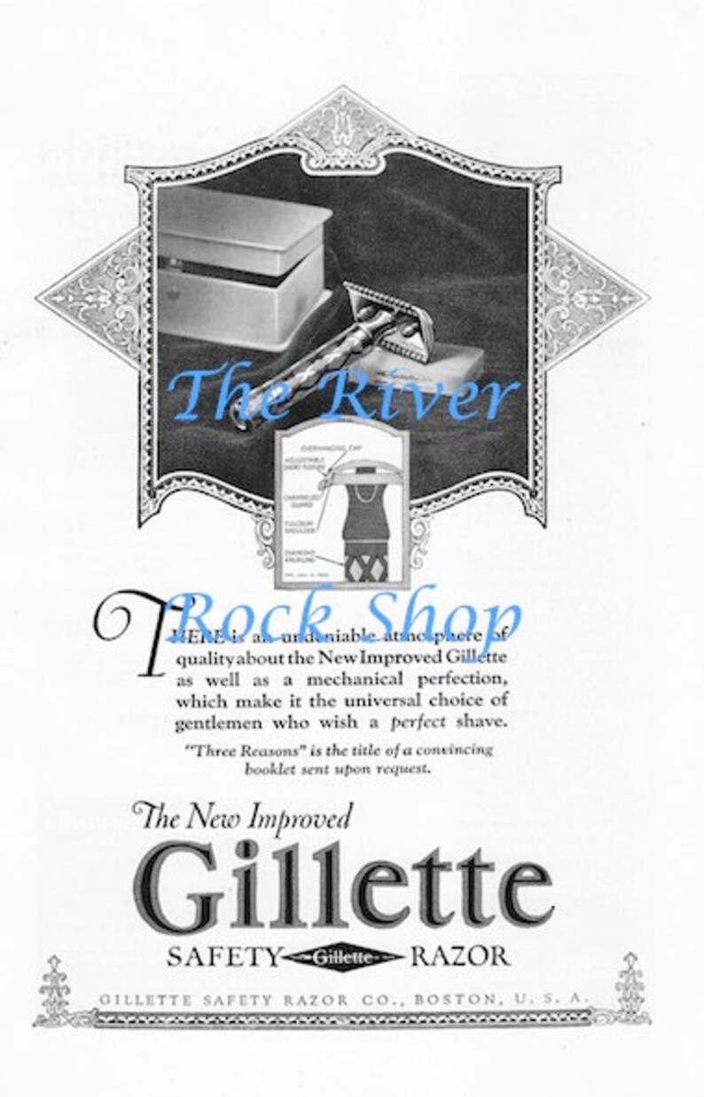 Printable Gillette Razor Instant Download Printable Art, Gillette Safety Razor, Gillette Razor ...