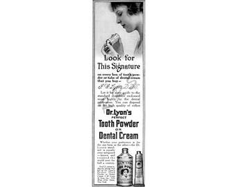 1915 Dr Lyon's Tooth Powder Ad, Vintage Zahnkunst (Digitaler Download)