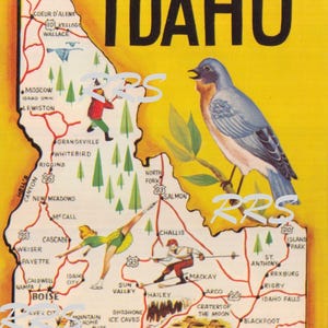 Vecchio Idaho / Saluti da / Lettera grande / Cartolina d'epoca Stampabile istantaneamente Download digitale