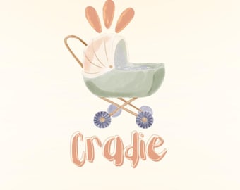 Custom Baby Stroller Logo Design, Pastel Tones (Editable in Canva) OOAK