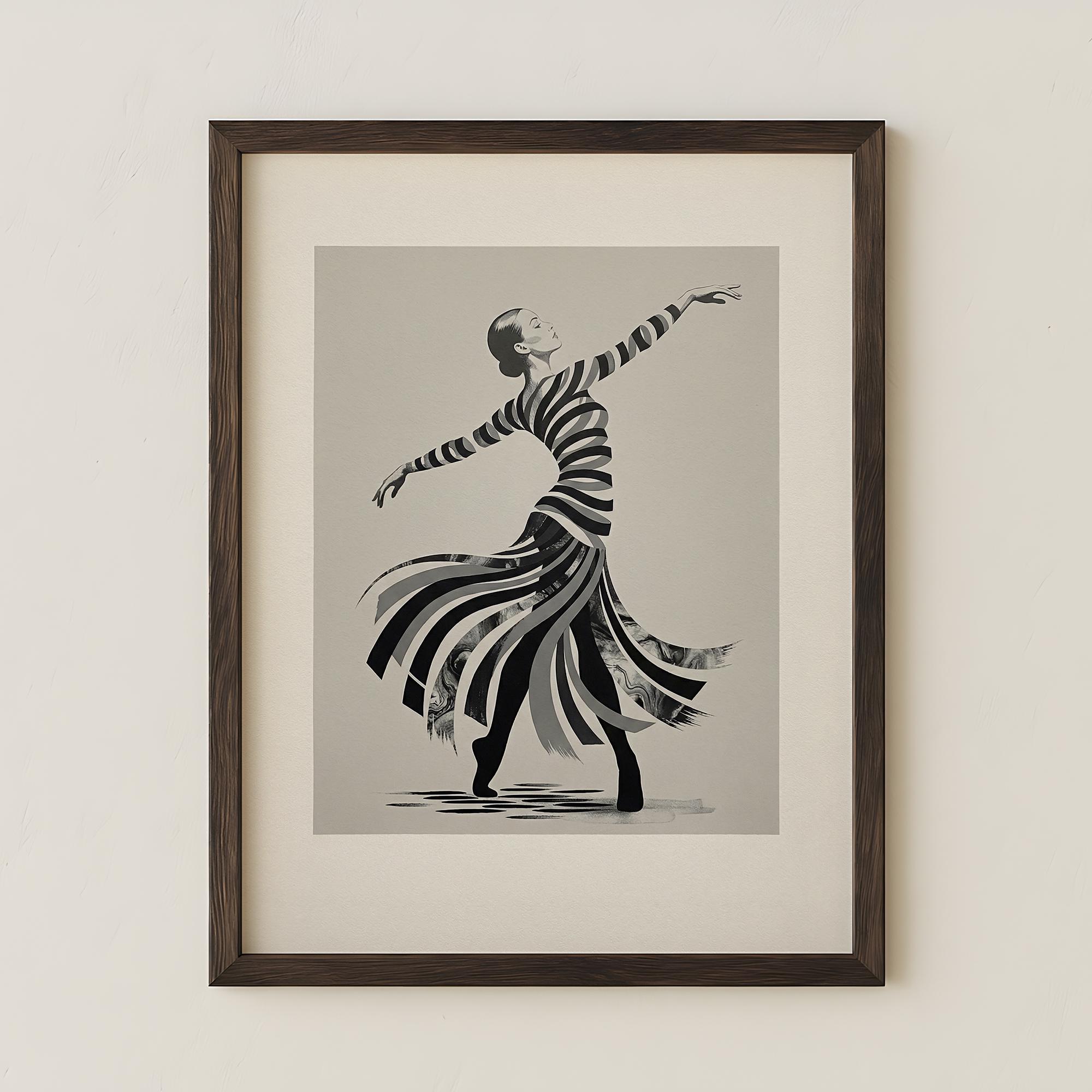 Black and White Abstract Print Dress