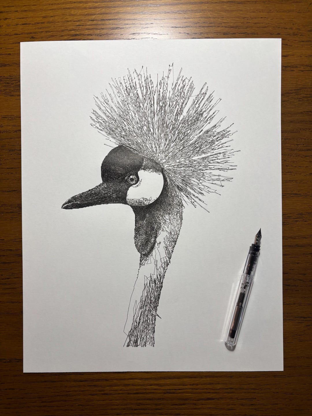 Crane Wall Art, Ink Drawing, Bird Art, Nature Inspired Illustration ...