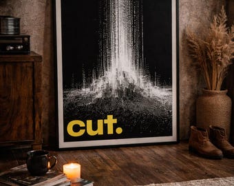 Abstract Glitch Art Print – Modern Black and White Poster (Digital Download)