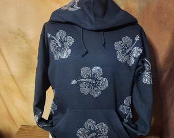 Rhinestone Hibiscus Flower Hoodie – Sparkling Island Vibes